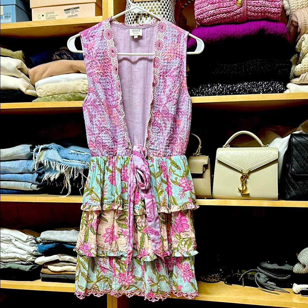 Boho Tiered Pink Floral Sleeveless Dress